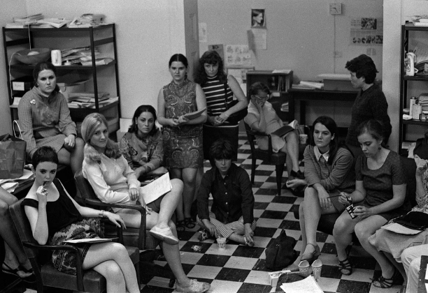 Bev Grant (American, born 1942) New York Radical Women organizers at a planning meeting, Southern Conference Educational Fund offices, New York City, Summer 1968